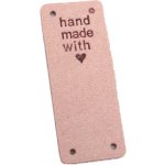 Pro Háčkování Hand Made koženková cedulka - přes okraj - se srdíčkem 20x50 mm lososová – Zboží Dáma