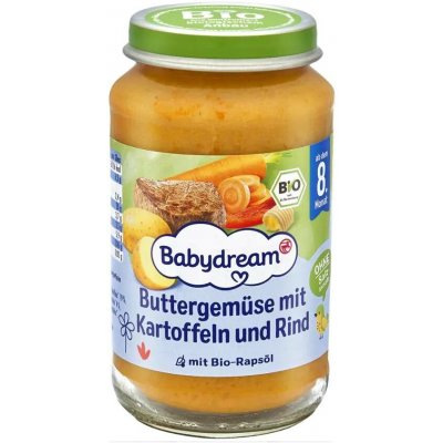 Babydream BIO zelenina s bramborami a hovězím masem 220 g – Zboží Dáma