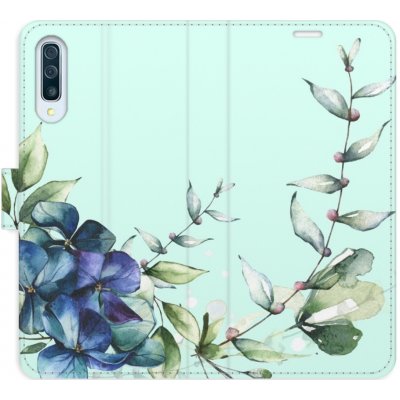 Pouzdro iSaprio Flip s kapsičkami na karty - Blue Flowers Samsung Galaxy A50 – Zbozi.Blesk.cz