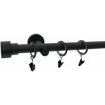 KovovégarnýžeCZ Goddo modern 19 mm Jednořadá Kroužky s háčky černá matná 180 cm – Zboží Mobilmania