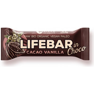 Lifefood Lifebar InChoco kakaové boby s vanilkou 40 g Bio – Zbozi.Blesk.cz