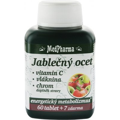 MedPharma Jablečný ocet + vitamin C + vláknina + chrom, 67 tablet