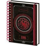 CurePink Poznánkový A5 blok Game of Thrones/Hra o Trůny: Targaryen kroužková vazba 14,8 x 21 cm SR72502 – Zboží Dáma