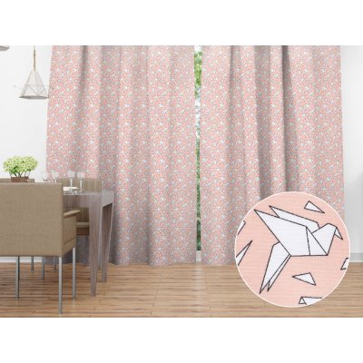 Biante Dekorační závěs Leona LN-044 Origami ptáci na lososovém 130x260 cm – Zboží Mobilmania