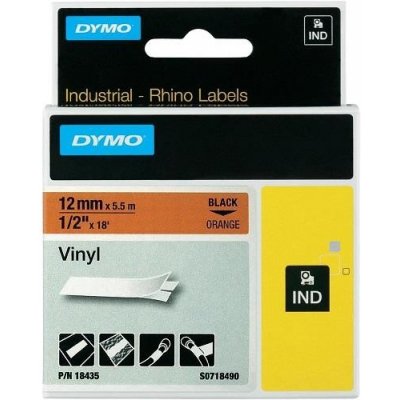 DYMO vinylová páska RHINO D1 12 mm x 5,5 m, černá na oranžové, S0718490 – Zboží Živě