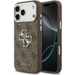 Guess PU 4G Metal Logo Zadní Kryt pro iPhone 17 Pro Max Silver Brown – Zboží Mobilmania