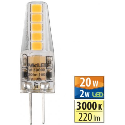 McLED LED G4, 12V, 2W, 3000K, 220lm – Zboží Živě