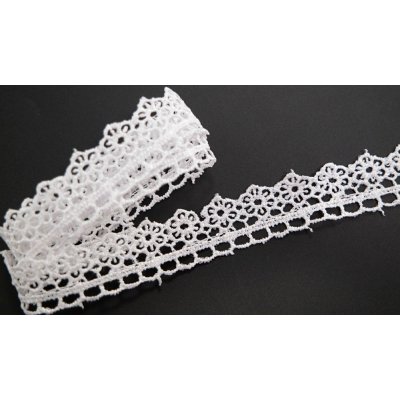 Vzdušná krajka - bílá s květinkami - šířka 1,8 cm – Zboží Dáma