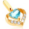 Přívěsky Šperky Eshop Zlatý přívěsek 585 zirkonový obrys srdce modrý srdíčkový topas GG91.03