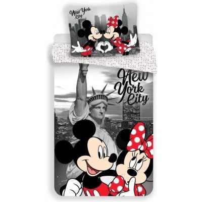Jerry Fabrics Povlečení Mickey a Minnie v New Yorku 02 Polyester mikrovlákno micro 140x200 70x90 – Zboží Mobilmania