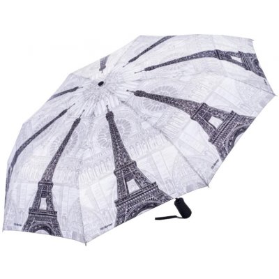 Blooming Brollies Paris skládací plně automatický deštník bílo černý – Zboží Mobilmania