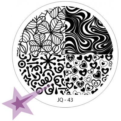 Starnails Razítkovací destička JQ43 ornamenty zebra srdíčka – Zboží Dáma