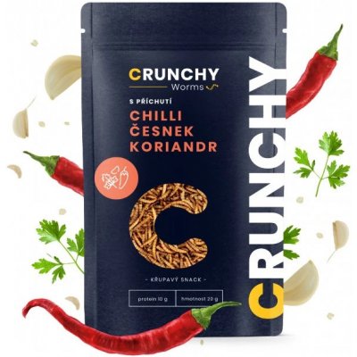 Crunchy Worms s příchutí CHILLI, ČESNEK A KORIANDR 20 g – Zboží Dáma