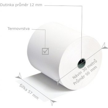 Pokladní kotouček termo 57/50/12 (30 metrů) 48 gr.