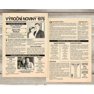 Dárek ke zlaté svatbě: Noviny k výročí svatby 1976 – Sleviste.cz