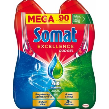 Somat Excellence Duo gel do myčky proti mastnotě 90 dávek 2 x 810 ml
