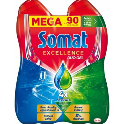 Somat Excellence Duo gel do myčky proti mastnotě 90 dávek 2 x 810 ml – Hledejceny.cz