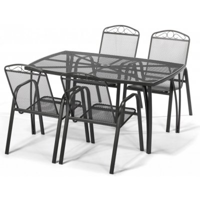 Vikio Zahradní jídelní kovový set pro 4 osoby V124 antrcit – Zboží Dáma