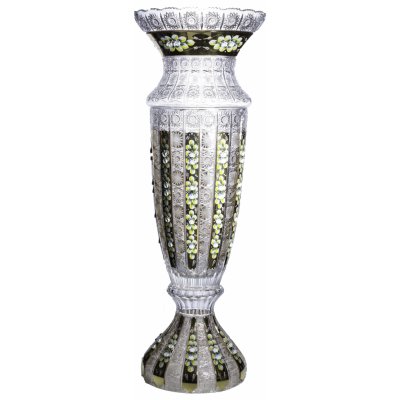 Broušená vysoká váza Bohemia Crystal 82C28/999mm zlacená. Klasický ruční brus. – Zboží Mobilmania