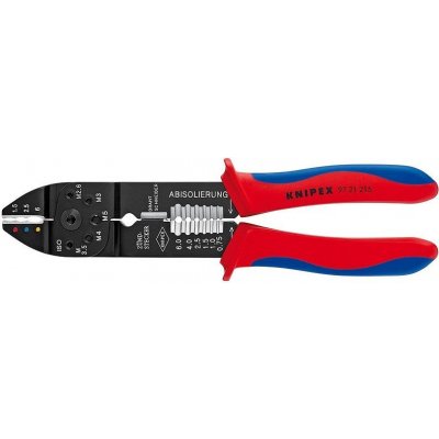 KNIPEX - kleště lisovací - 215mm - ke stříhání, odizolování drátů a lisování ok a konektorů, dvousložkové rukojeti (9721215C) – Zboží Mobilmania