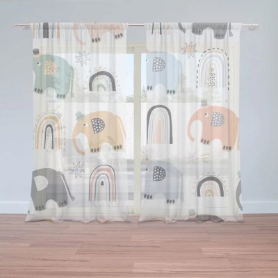 Záclony Animovaní sloni: 2 ks - 150x250 cm - Sablio – Hledejceny.cz