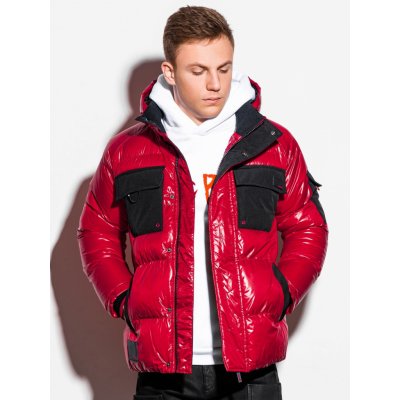 Ombre Parky pánská zimní bunda C457 červená – Zboží Mobilmania
