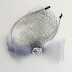 Fascinátor - společenská čelenka - šedá – Zboží Mobilmania