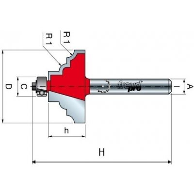 Stopková fréza tvarová na dřevo FREUD 38-80408 R=5,0 D=40,7 A= 8 s ložiskem