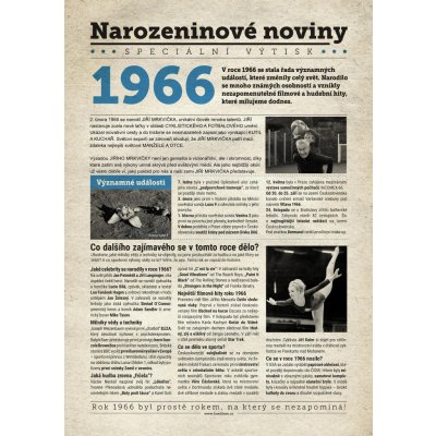 Narozeninové noviny 1966 s vlastní fotografií a textem S textem – Sleviste.cz