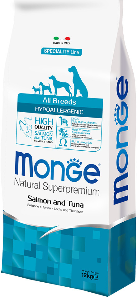 Monge Natural Superpremium pro všechna plemena Hypoalergenní Salmon & Tuna 12 kg