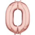 Amscan Fóliový balónek narozeninové číslo 0 růžovo zlatý 66 cm – Hledejceny.cz