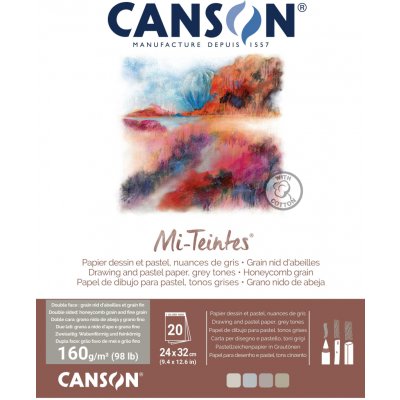 Canson Skicák pro pastely Mi-Teintes Grey Tones v lepené vazbě 24 x 32 cm 160g 20 listů – Zboží Dáma