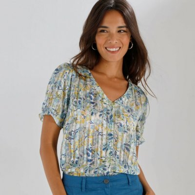 Voálová halenka na knoflíčky, s potiskem zelená mořská – Zbozi.Blesk.cz