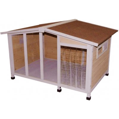 Kerbl Bouda pro psa dřevěná s průhlednou stěnou OVERVIEW 134 x 92 x 82 cm – Sleviste.cz