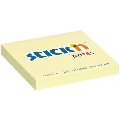 Bloček samolepicí Stick'n Hopax, 76x76 mm, žlutý, 100 lístků – Sleviste.cz