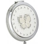 Kapesní kosmetické zrcátko stříbrné s motýlem a krystaly Swarovski – Sleviste.cz