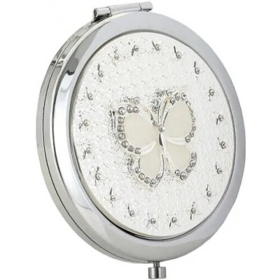 Kapesní kosmetické zrcátko stříbrné s motýlem a krystaly Swarovski – Sleviste.cz
