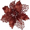 Květina Červená třpytivá umělá dekorace vánoční hvězda Poinsettia - Ø 22*5 cm