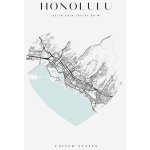 Plakát Mapa města Honolulu srdce 24X30 cm – Zboží Mobilmania