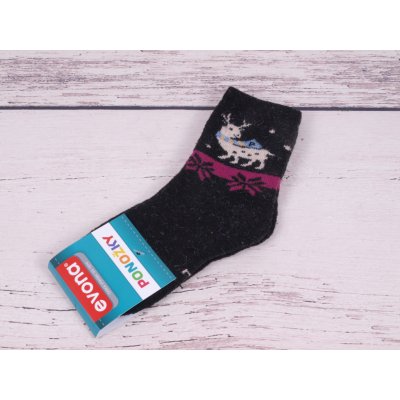 EVONA české vlněné termo ponožky černé se sobem – Zboží Mobilmania
