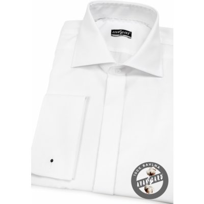 Avantgard pánská košile slim s krytou légou a dvojitými manžetami na manžetové knoflíčky bílá 111-01 – Zboží Mobilmania