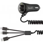 Budi Car charger 2x USB 068T3, 3.4A + kabel 3in1 USB do USB-C / Lightning / Micro USB (black) 068T3 – Sleviste.cz
