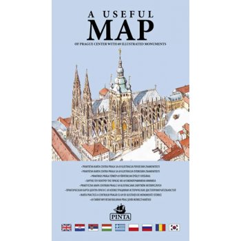 A USEFUL MAP - Praktická mapa centra Prahy s 69 ilustracemi historických památek stříbrná - Daniel Pinta