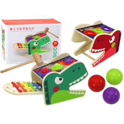 LEANToys Dřevěný xylofon 2v1 Dinosaurus – Zboží Mobilmania