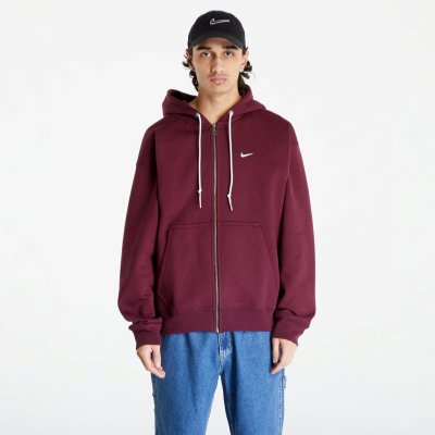 Nike Solo Swoosh Men's Fleece Pullover Hoodie Night Maroon/ White