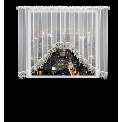Dekorační krátká oblouková záclona s řasící páskou se zirkony LEONA bílá 400x145 cm MyBestHome – Zboží Mobilmania