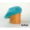 Čepice Vlněný baret jednobarevný 115´ tyrkysová