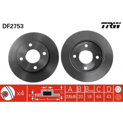 TRW Brzdový kotouč DF2753 – Zboží Mobilmania