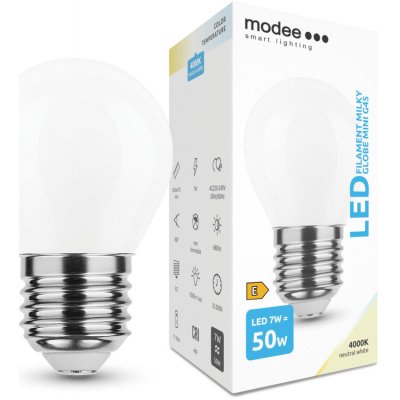 Modee Smart Lighting LED Filament Milky Globe Mini žárovka E27 7W neutrální bílá – Zboží Živě