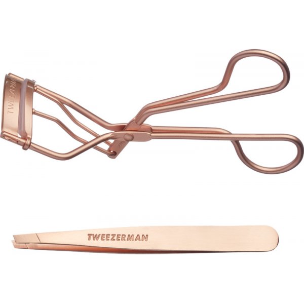 Kleštičky na řasy Tweezerman Rose Gold Set, Dárkové balení setu Rose Gold pro řasy a obočí